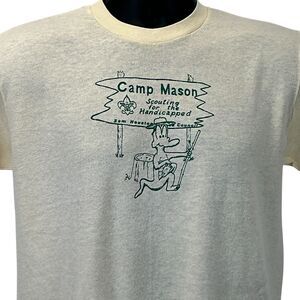 Vintage Scouting For The Handicapped T Shirt Mens Medium BSA Camp Mason Yellow